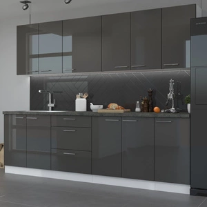 Milo 260 cm Küchenmöbel Set glänzende Fronten einzigartiges Design der Schränke wird das Innere einer jeden Küche passen