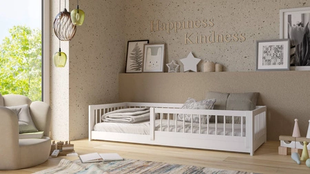 Holzbett Alova 90x200 cm weiß Kinderbett aus massivem Kiefernholz stabile Konstruktion sorgt für Sicherheit