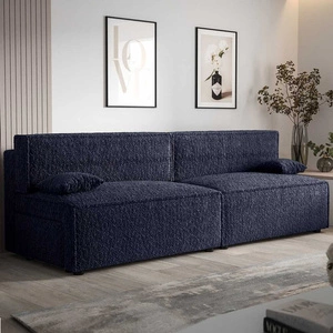 Brandon XL Schlafsofa navy blue modernes Design und breiter Funktionsstoff mit markanter Schlingenoberfläche