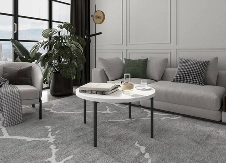 Runder Couchtisch 80 cm Sampi weiß zeitloses und leichtes Design solides Metallgestell idealer Tisch für jede Umgebung