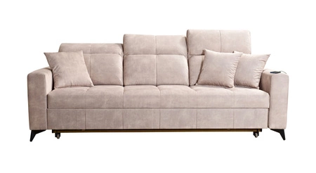 Sofa mit Schlaffunktion Laredo dunkelbeige komfortables und stilvolles Wohnzimmersofa mit verstellbaren Kopfstützen weicher Veloursstoff