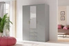 Kleiderschrank Adel 150 cm grau elegantes Design klassische Form der Garderobe mit Spiegel für Schlafzimmer oder Kleiderschrank geräumige Schubladen goldene Griffe