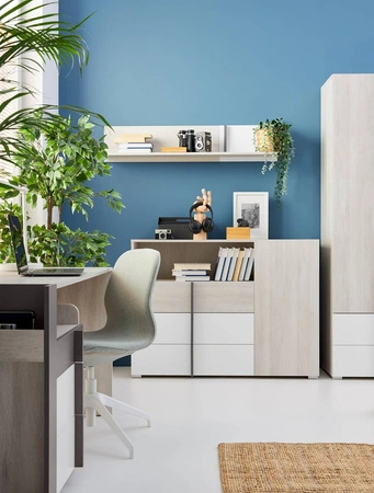 Kommode Remona 120 cm Eiche wilton weiß / weiß geräumige Kommode für Jugendzimmer modernes Design