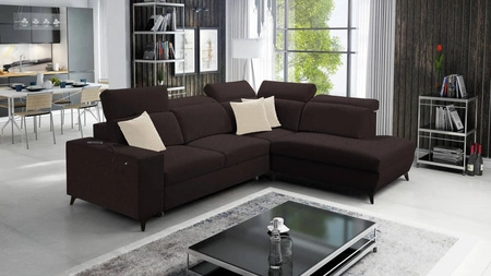 Ecksofa mit Schlaffunktion Kelly Sleek VII braun rechts geflochten bequemes und funktionelles Ecksofa für Wohnzimmer