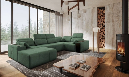 Ecksofa mit Schlaffunktion Tesalia IV mintgrün links komfortables Ecksofa für den Wohnbereich mit innovativer Schiebefunktion der Rückenlehne