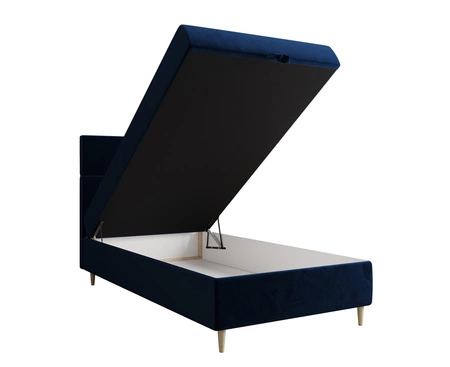 Boxspringbett Bing 100x200 dunkelblau im modernen skandinavischen Stil mit gepolstertem Kopfteil Bett mit Staukasten