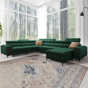 Ecksofa mit Schlaffunktion Bolmso VIII grün rechts elegantes und bequemes Ecksofa mit Schublade ideal für geräumige Innenräume