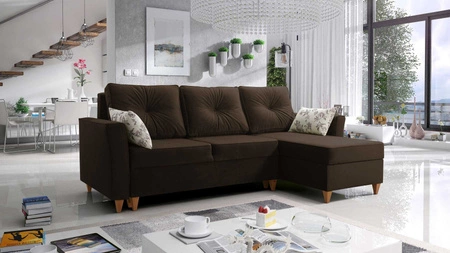 Ecksofa mit Schlaffunktion Topeka braun rechte Seite stilvolles und modernes Design, das sich in jede Einrichtung einfügt