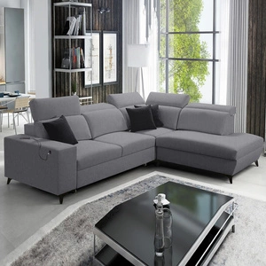 Ecksofa mit Schlaffunktion Kelly Sleek VII grau rechts geflochtenes komfortables und funktionelles Ecksofa für das Wohnzimmer