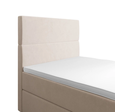 Boxspringbett Bing 90x200 beige im modernen skandinavischen Stil mit gepolstertem Kopfteil Bett mit Staukasten