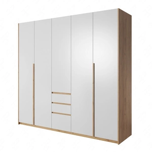 Kleiderschrank Novi 225 cm Eiche handwerklich gold/weiß Funktionsmöbel klassische Form idealer Kleiderschrank für Schlafzimmer oder Diele 