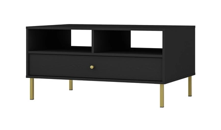 Kioto II Wohnzimmer Möbel Set schwarz Graphit stilvolles Design elegante Möbel mit goldenen hohen Beinen bereichert