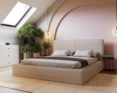 Polsterbett Belli 140x200 dunkelbeige stilvolles Bett mit Bettzeugablage bequemes Kopfteil besticht durch sein elegantes Design