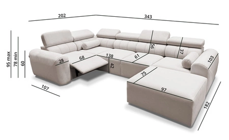 Ecksofa mit Schlaffunktion Cantare IV Lux beige rechts sorgfältig verarbeitetes Ecksofa für das Wohnzimmer mit hochklappbarem Fußteil