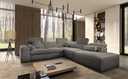 Ecksofa mit Schlaffunktion Viano IX grau rechte Seite stilvolles Ecksofa mit Bettzeugcontainern ideales Möbelstück für ein großes Wohnzimmer
