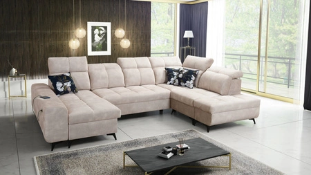 Buffalo VI Ecksofa mit Schlaffunktion beige links Funktionelles und stilvolles Ecksofa mit drei Bettkästen