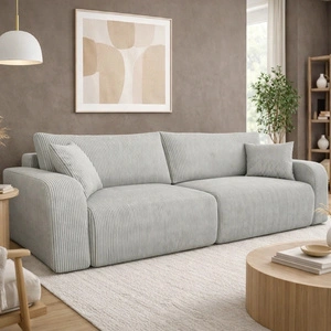 Sofa Fiesta hellgrau funktionelles Wohnzimmersofa mit Bettzeugablage elegantes Design Cordstoff