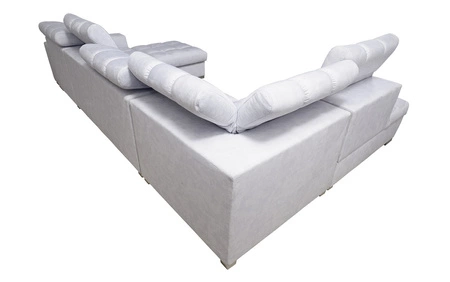 Ecksofa mit Schlaffunktion Luigi VI beige rechte Seite stilvolles Ecksofa mit Bettzeugcontainer mit weichem Stoff bezogen