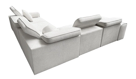 Ecksofa mit Schlaffunktion Viano III hellbraunes linkes Ecksofa mit Bettzeugcontainern perfekt für moderne Innenräume