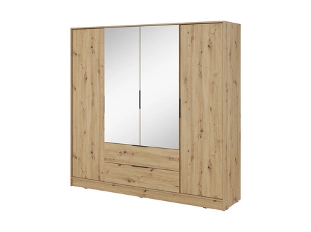 Spiegelschrank Corse 200 cm Eiche Handwerker modernes Design ideal Kleiderschrank für Schlafzimmer oder Flur geräumige Schubladen