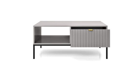 Couchtisch Lovro Grau mit Schubladen Modernes Design oberflächenbeständiger Tisch gegen verschüttete Flüssigkeiten