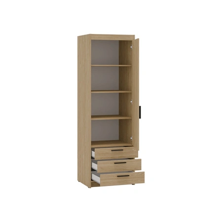 Kleiderschrank Rene 60 cm Eiche geölt modernes Design und ABS veredelte Kantenleisten perfekter Kleiderschrank für Schlafzimmer geräumige Schubladen