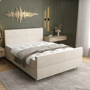 Boxspringbett Benet 180x200 Beige moderner skandinavischer Stil mit charakteristischem Kopfteil Kontinentale Bett