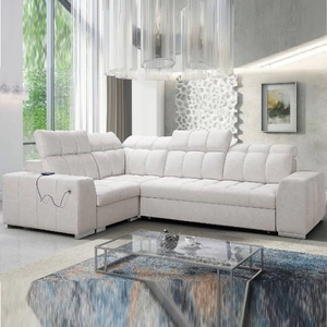Ecksofa mit Schlaffunktion Luigi II hellbeige links Komfort bei der täglichen Erholung Ecksofa mit einem Bettkasten