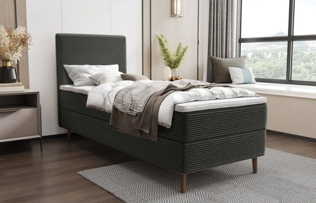 Boxspringbett Totti 90x200 graphit stilvolles Bett mit Bettzeug Lagerung dreidimensionalen Stoff mit ausdrucksstarken Streifen