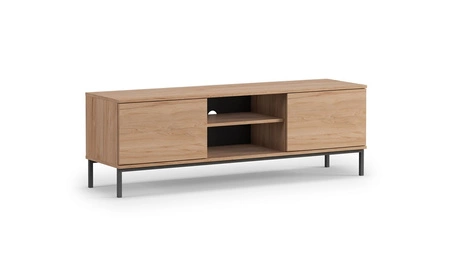 RTV-Schrank Tutti 150 cm Eiche Hickory elegantes Schrankdesign Metall solider Sockel Türen öffnen sich mit einem Push-to-Open-System
