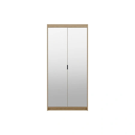 Kleiderschrank Rene 90 cm Eiche geölt stilvolles Design schlichte Form idealer Kleiderschrank mit Spiegel für Schlafzimmer oder Flur ABS bearbeitete Kanten