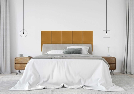 Polsterpaneel Quadra 50x50 cm gelb stilvolles Wandpaneel quadratischer Veloursstoff modisches Finish für jede Einrichtung