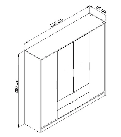 Kleiderschrank Corse 206 cm beige modernes Design idealer Kleiderschrank für Schlafzimmer oder Ankleidezimmer geräumige Schubladen
