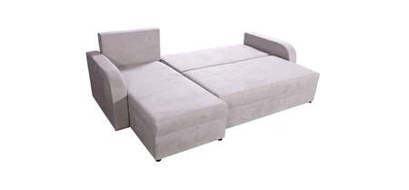 Ecksofa mit Schlaffunktion Scarlo hellgrau universal Ecksofa für das Wohnzimmer aus strapazierfähigem Veloursstoff