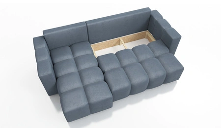 Ecksofa mit Schlaffunktion Linco dunkelblau universal Ecksofa mit modernem Design aus weichem Samtstoff
