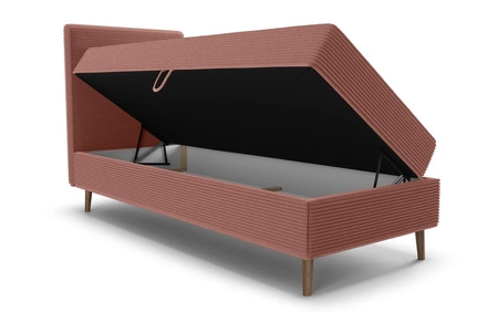 Boxspringbett Totti 80x200 Indisch rosa stilvolles Bett mit Bettzeug Lagerung dreidimensionalen Stoff mit ausdrucksstarken Streifen