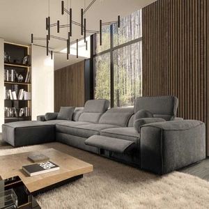 Ecksofa mit Schlaffunktion Viano XII Lux grau linksseitiges Designer-Ecksofa für das Wohnzimmer mit komfortablem ausziehbarem Fußteil