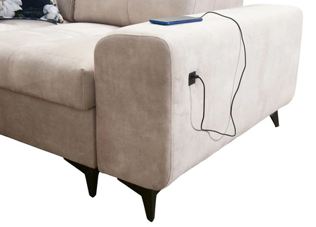 Ecksofa mit Schlaffunktion Buffalo III dunkelbeige rechtsseitiges Komfort-Ecksofa mit ästhetischer Ausführung mit Bettzeugcontainern