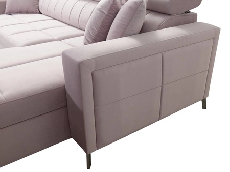 Ecksofa mit Schlaffunktion Nausa VI navy blau rechts stilvolles Ecksofa für Wohnzimmer mit komfortabler Verarbeitung Samtstoff