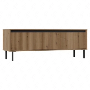 RTV Schrank Osaka 140 cm Eiche evoke / schwarz schlichtes Design in trendigen Farben ideal für japanische Innenräume geschmackvolle geriffelte Front