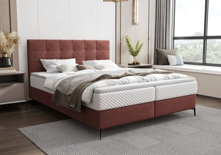 Boxspringbett Irvine 180x200 Ziegelstein stilvolles Bett mit Bettzeugablage komfortables Kopfteil begeistert durch sein elegantes Design