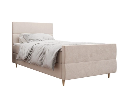 Boxspringbett Benet 100x200 beige Bett im modernen skandinavischen Stil mit gepolstertem Kopf- und Fußteil Bett mit Staukasten
