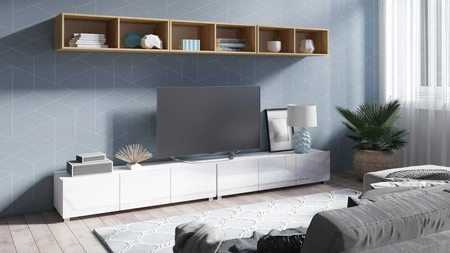 Möbel Apulia XXXIII weiß glänzend / goldene Eiche ein außergewöhnlich stilvolles Wandelement einfache Elemente, die in jedes Interieur passen