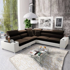 Ecksofa mit Schlaffunktion Provo III braun/weiß links Ecksofa mit Bettzeugablage und verstellbaren Kopfstützen