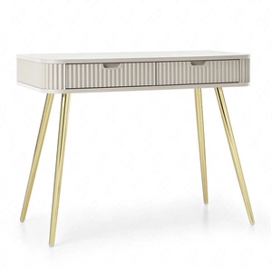 Zoya beige Konsole mit Schubladen stilvolle und funktionale Schminktisch geschwungene massive Form geriffelte Schubladenfronten goldene Beine