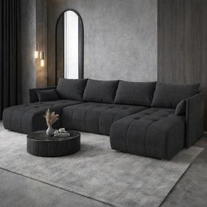 Ecksofa mit Schlaffunktion Selva U dunkelgrau Interessant präsentiertes Ecksofa aus strapazierfähigem Webstoff