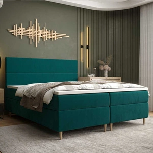 Boxspringbett Bing 140x200 türkis im modernen skandinavischen Stil mit markantem Kopfteil