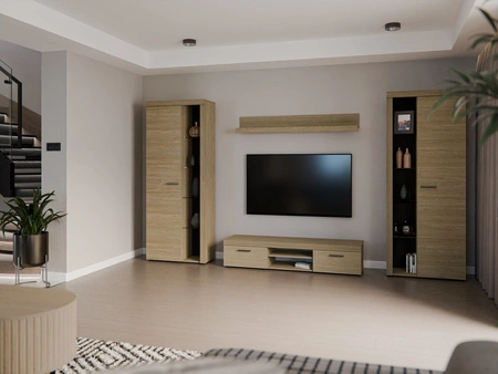 Wohnwand Rene XL Eiche geölt Perfektes Hängeelement für Liebhaber moderner Einrichtungen mit elegantem Charakter