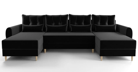 Ecksofa mit Schlaffunktion Rovigo U schwarz elegantes Ecksofa in skandinavischer Form mit garantiertem Komfort großes Bettzeugfach