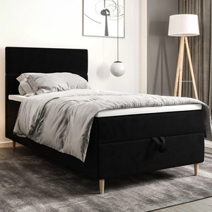 Boxspringbett Bing 90x200 schwarz im modernen skandinavischen Stil mit gepolstertem Kopfteil Bett mit Staukasten
